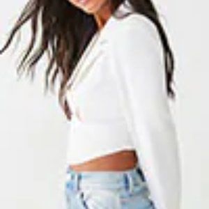 White Crop Blazer